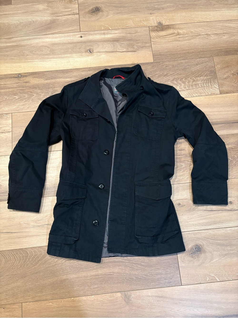 Men's Black Military-Style Field Jacket